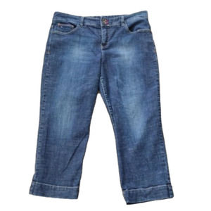 TOMMY Hilfiger‎ wide leg cropped jeans 25" Inseam button & zip closure Sz 14